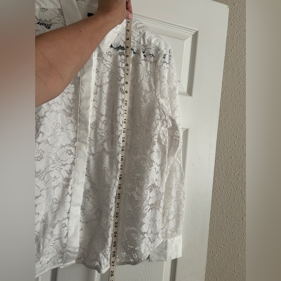 Ann Taylor White Lace Button-Up Blouse - Picture 11 of 12